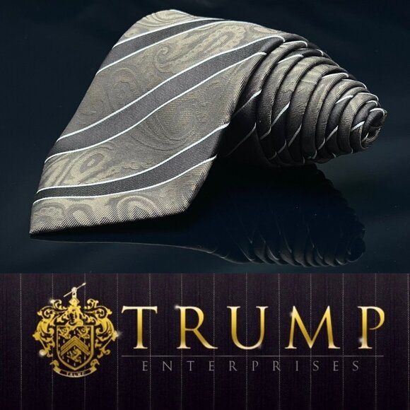 DONALD J. TRUMP MEN'S TIE BROWN/STRIPED WIDTH: 3.7/8" LENGTH: 58.5”"